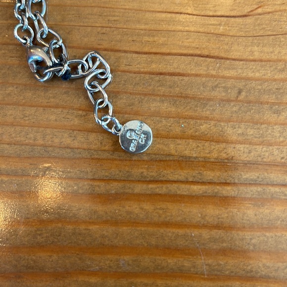 Graziano long silver necklace with glass beads and box chain tassel. - Picture 4 of 5